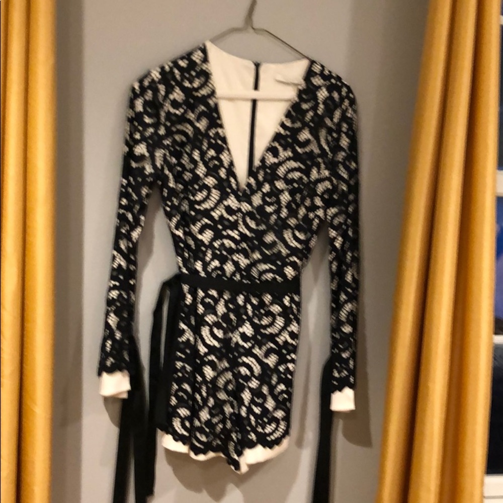 Black lace overlay romper